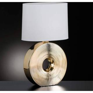 👉 Tafellamp goudkleurig Mooie Eye met keram voet 54