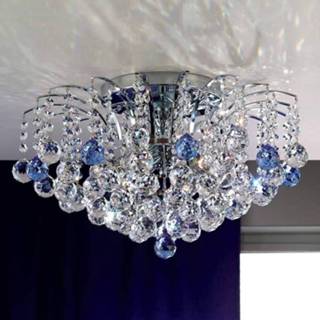 👉 Plafondlamp blauw kristal chroom LENNARDA - kristallen blauw/chroom