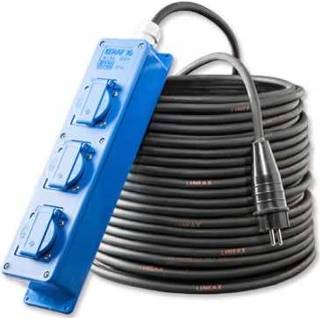 👉 Verdeel doos blauw Verdeeldoos 3x schuko 16A 250V 25 meter kabel Keraf