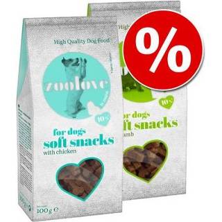 👉 Beloningssnacks graanvrije trainingssnacks Voordeelpakket: zoolove Softsnacks 5 x 100g - Gemengd pakket: 3 Kip en 2 Lam