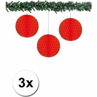 👉 Rode kerstversiering ballen van papier 10 cm 3 stuks