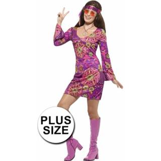 👉 Multi polyester vrouwen Grote maten Hippie dames verkleedkleding Woodstock 1969