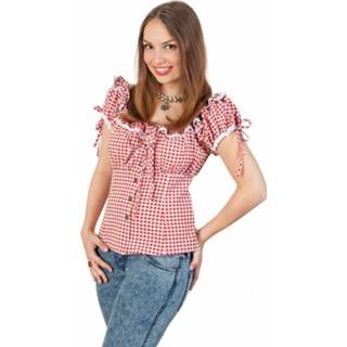 👉 Damesblouse rood polyester vrouwen Gebruite Duitse dames blouse
