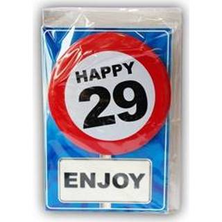 👉 Happy Birthday kaart met button 29 jaar