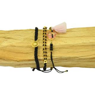 👉 Armbanden set zwart goud active Ibiza inspired met glaskraaltjes - 8718719976869