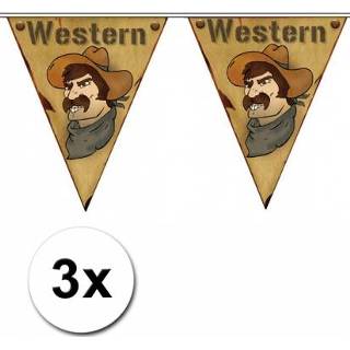 👉 Vlaggen lijn active small 3x Wilde Westen themafeest vlaggenlijn Western