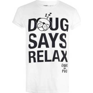 👉 Shirt Doug the Pug t-shirts XL vrouwen wit Relax Dames T-Shirt - 5052777339390