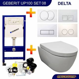 👉 Toiletset Up100 08 Aqua Royal Easyflush Rimfree 48Cm Compact Met Delta Drukplaat 8719304361107