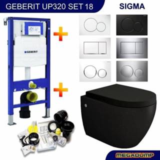 👉 Toiletset zwart Up320 18 Creavit Bocchi Jet Flush Mat Rimfree Met Bril En Drukplaat 8719304333012