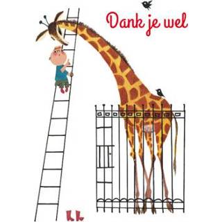 Giraf door de ladder