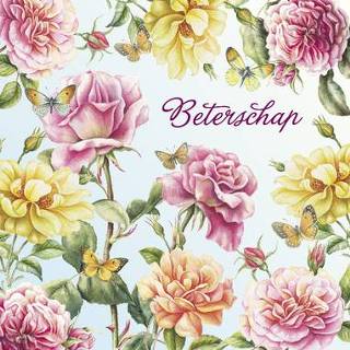 👉 Beterschapskaart met roze en gele bloemen