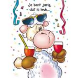 👉 Kaart Verjaardag | Schaap | Drankje | Confetti