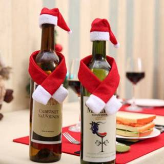 👉 Christmas Santa Clothing Hat Scarf Wine Bottle Cap Cover Gift Decoration Hats