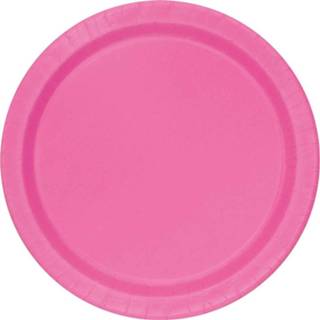 Bord roze papieren meisjes groot Borden Donker Hot Pink (16 Stuks)