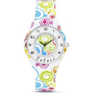👉 Horloge wit kinderen Kids met Gekleurde Twist Afbeeldingen van Colori Junior