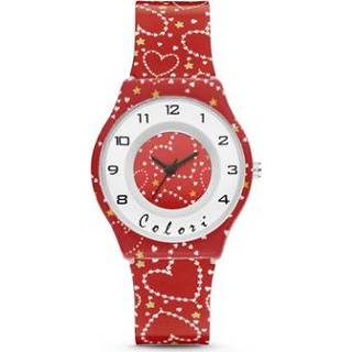 👉 Horloge rood witte kinderen Kids met Hartjes van Colori Junior