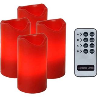 👉 Afstandsbediening rood Candle LED-kaarsen met 4 st