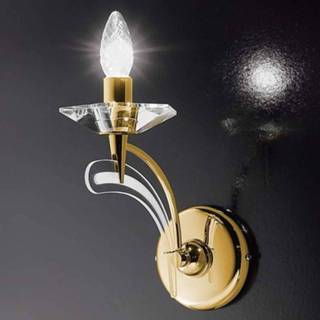 👉 Wandlamp kristalglas goud ICARO, 1-lichts met kristalglas,