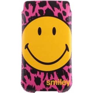 👉 Roze zwart Smiley Insteek hoesje Roze/Zwart met grote 8718408954123