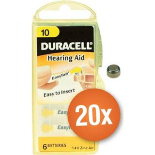 👉 Voordeelpak Duracell gehoorapparaat batterijen - Type 10 (geel) - 20 x 6 stuks