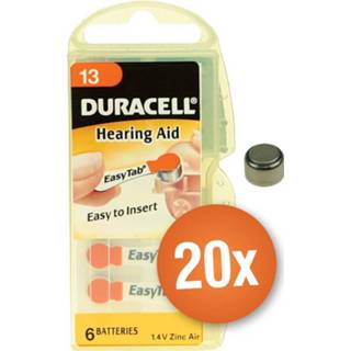 👉 Voordeelpak Duracell gehoorapparaat batterijen - Type 13 (oranje) - 20 x 6 stuks