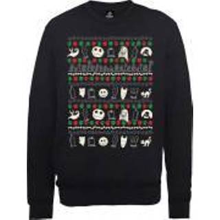 👉 Sweat shirt s zwart The Nightmare Before Christmas Jack Sally Zero Faces Black Sweatshirt -