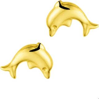 👉 Oorknop goudkleurig geelgoud glanzen dolfijn unisex active glanzend TFT Oorknoppen 8.5 mm x 6.5 8718834170180