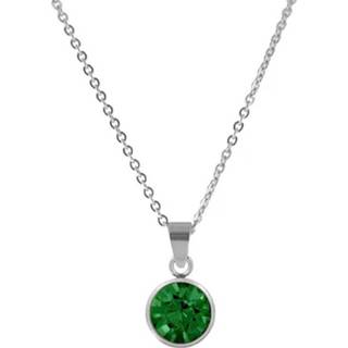 👉 Halsketting groen zilverkleurig CO88 Collection 8CN-10014 - Stalen collier met geboortesteen mei | smaragd 10 mm lengte 42 + 5 cm / 8718274328233