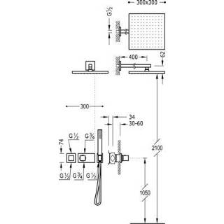 Espacio Thermostaatdoucheset block system met geintegreerde mengkraan MEGA21392 20725201 Mengkraan Espacio Thermostaatdoucheset BLOCK SYSTEM met geintegreerde 20725201 8429546447230