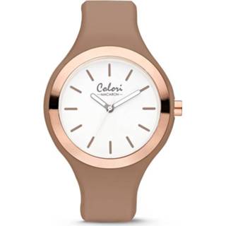👉 Horloge Colori Macaron 5-COL507 - silconen band zandbruin 44 mm 8719497230068