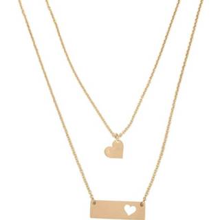 👉 CO88 Ketting 'Duo Plaat/Hart' staal/rosékleurig 46 cm 8CN-20023