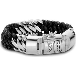 👉 Armband zwart zilver leather Buddha to Ben Silver- Black (F) 21 cm 815 8718997009075