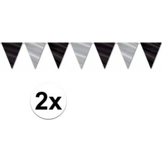 👉 Vlaggenlijn zwart multi zilver kunststof 2x en 3,6 meter
