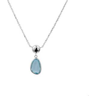 👉 Hals ketting witgoud glanzend active vrouwen blauw TFT Collier Topaas 1,0 mm 41 - 43 45 cm 8718834536399