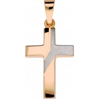 👉 Rood wit bicolor Religious Roségouden Kruisje - 25 X 12 Mm Rood/wit Mat Glanzend 246.4000.00 8712121606987