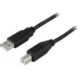👉 Zwart mannen Deltaco USB 2.0 Cable A/B, 5m A B Mannelijk USB-kabel 7340004653103