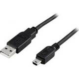 👉 Zwart mannen Deltaco USB 2.0 Cable A/mini B, 1m A Mini-USB B Mannelijk USB-kabel 7340004649847