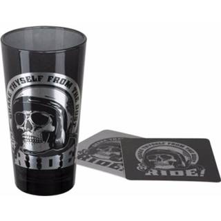 👉 Onderzetter glas Harley-Davidson Skull Rider Hoog met Bijbehorende Onderzetters 661154187810