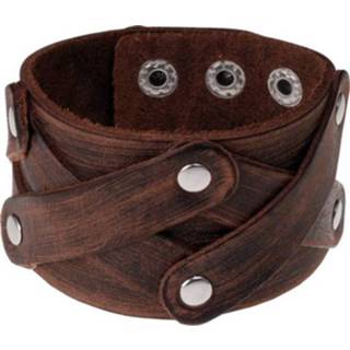 👉 Herenarmband bruin leer mannen Leren heren armband Criss Cross 8719481879204