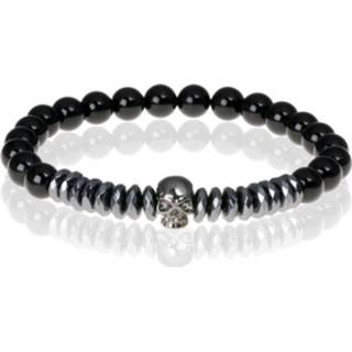 👉 Herenarmband titanium onze size mannen zwart Heren armband Onyx met Hematiet kralen Skull 8719481877835