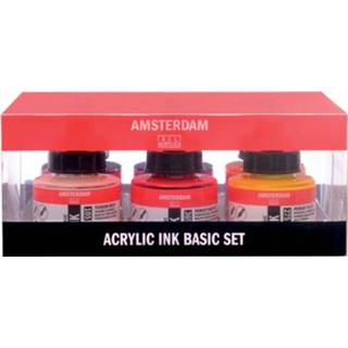 👉 Inkt cartridge acryl Amsterdam inkt, set met 6 flacons van 30 ml, in geassorteerde kleuren 8712079390389