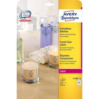 👉 Etiket transparante Avery Crystal Clear etiketten diameter 40 mm, 600 etiketten, 24 per blad 4004182252529