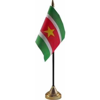 👉 Tafelvlag Suriname tafelvlaggetje 10 x 15 cm met standaard