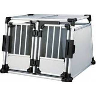 👉 Trixie Transportbox Aluminium dubbel - Maat M-L: B 93 x D 88 x H 64 cm