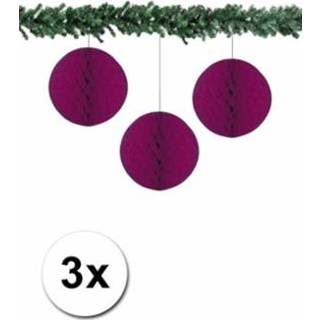 👉 3x decoratie bal aubergine 10 cm