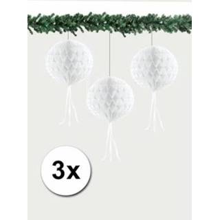 👉 Wit papieren 3 Kerst decoratie ballen 30 cm