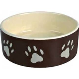 👉 Waterbak keramiek keramische hond bruin Voer/waterbak met Pootafdruk 4047974245316