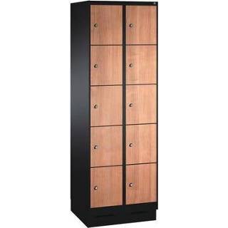 👉 Garderobekast houten met sleutel epoxy kersenhout antraciet droge omgeving kantoor meubilair vakken 10 tot 20 Evolo I - 2 4 kolommen breedte 300 mm 4056211306079