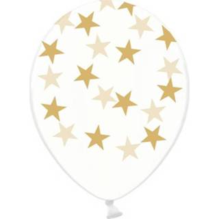 👉 Ballon goud active Ballonnen doorzichtig met sterren 30cm per 6 stuks 8713647930440