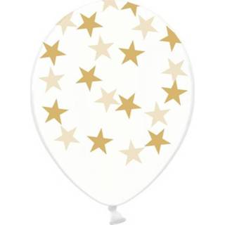 Ballonnen doorzichtig met sterren goud active 87869 Ballon goud active Ballonnen doorzichtig met sterren 30cm per 6 stuks 8713647930440